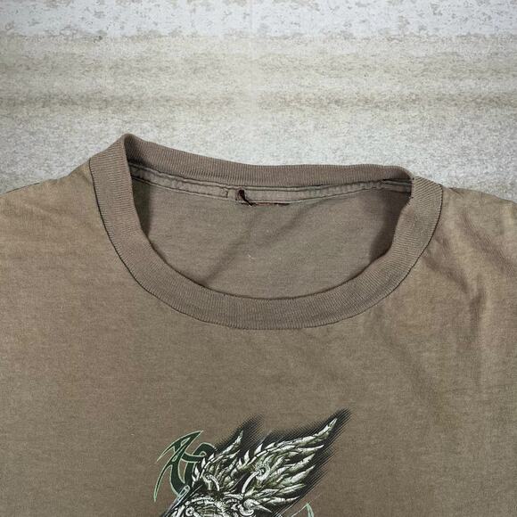 Vintage Skater Shirt Robo 3 Thrashed Brown Cotton Short Sleeve Y2K - Picture 3 of 5